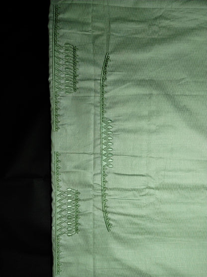 Light Mint Green Cotton Linen Jacquard Embroidered Kurta Pajama Fabric Set – Tone-on-Tone Designer Embroidery – Unstitched – 2m Kurta + 1.25m Pajama – 58" Width