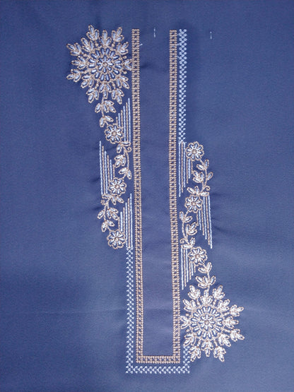 Armani Cotton Embroidered Kurta Pajama Fabric Set (Unstitched) – Floral Thread Work, Festive & Formal Wear