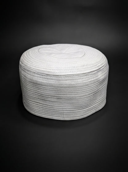 Luxury White Kufi Cap for Men – Premium Islamic Prayer Cap for Daily Namaz | Elegant Muslim Skull Cap India