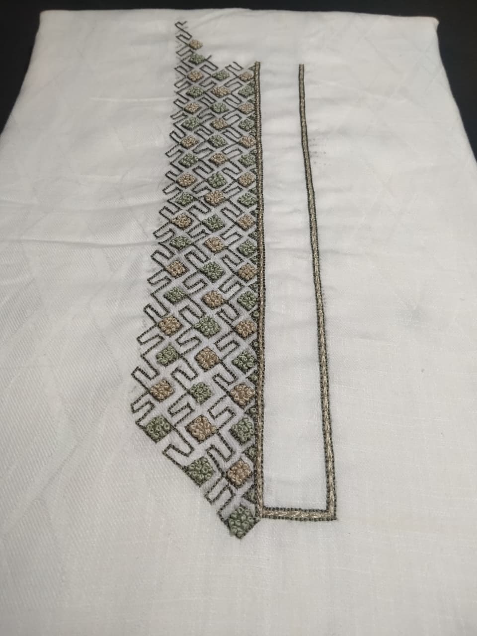 Premium Hand Embroidered Kurta Pajama fabric set (unstitched)