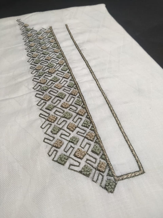 Premium Hand Embroidered Kurta Pajama fabric set (unstitched)
